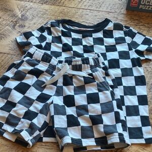 Cat and Jack Checkered Black and White Kids' Outfit